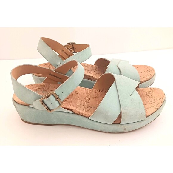 Kork Ease Myrna Lt Blue Suede 2.0 Platform Wedge Sandal w Ankle Strap Sz 11M - Picture 3 of 12